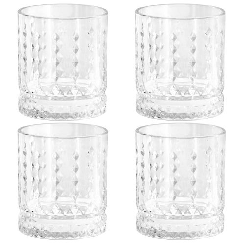 Gibson Home 4 Piece 13 Ounce Teardrop Embossed Double Old-Fashioned Glass Set