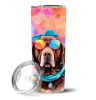 Chocolate Labrador Hippie Dawg Stainless Steel Skinny Tumbler Vacuum Double Walled Reusable Insulated Tumbler Travel Cup for Coffee Cocktails Gift wit