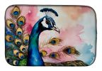 Peacock Dish Drying Mat Absorbent Dish Drying Mat Pad for Kitchen Counter Dish Drainer Mat for Countertop, 14 x 21", Multicolor