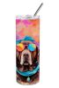 Chocolate Labrador Hippie Dawg Stainless Steel Skinny Tumbler Vacuum Double Walled Reusable Insulated Tumbler Travel Cup for Coffee Cocktails Gift wit