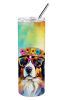 Bernese Mountain Dog Hippie Dawg Stainless Steel Skinny Tumbler Vacuum Double Walled Reusable Insulated Tumbler Travel Cup for Coffee Cocktails Gift w