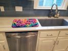 Orchids in Color Dish Drying Mat Absorbent Dish Drying Mat Pad for Kitchen Counter Dish Drainer Mat for Countertop, 14 x 21", Multicolor