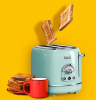 2 slice toaster SUS304 food grade 6 browning level stylish high lift bar 3 functions-thaw / reheat / cancel 1.5 inch super wide slot mint green