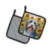 Bearded Collie in Sunflowers Pair of Pot Holders Kitchen Heat Resistant Pot Holders Sets Oven Hot Pads for Cooking Baking BBQ, 7 1/2 x 7 1/2