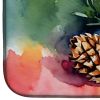 Maine White Pine Cone and Tassels in Watercolor Dish Drying Mat Absorbent Dish Drying Mat Pad for Kitchen Counter Dish Drainer Mat for Countertop, 14