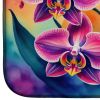 Orchids in Color Dish Drying Mat Absorbent Dish Drying Mat Pad for Kitchen Counter Dish Drainer Mat for Countertop, 14 x 21", Multicolor